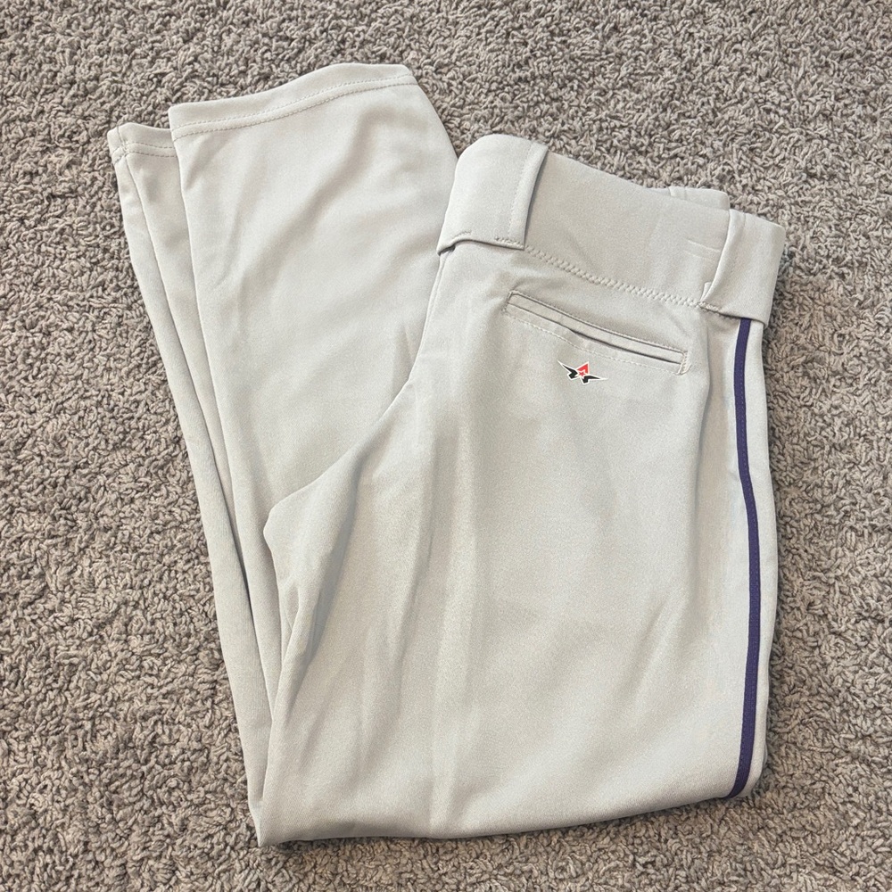 Alleson lighter grey with purple baseball pants YL